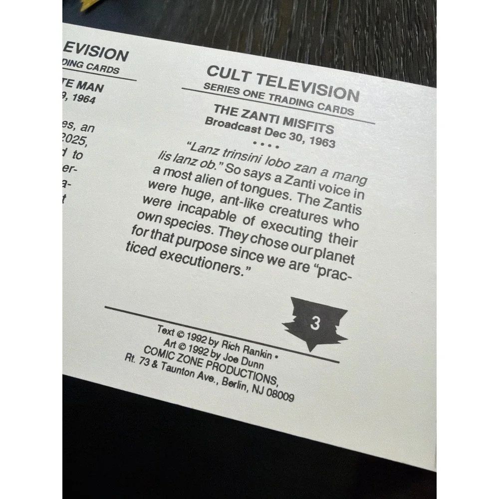 1992 Cult Television Series 1 Promo 4-Card Uncut Sheet‎ Comic Zone Productions